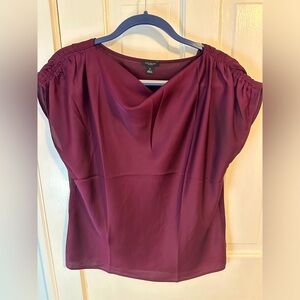 Ann Taylor Boatneck Satin Plum Blouse
